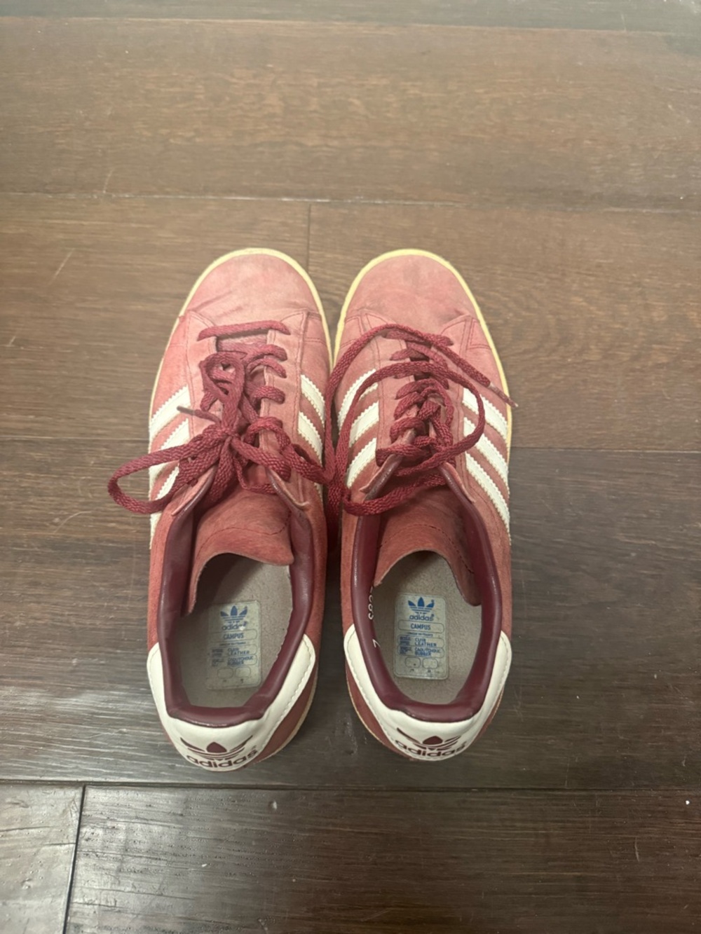 adidas Burgundy & White Suede Campus Sneakers